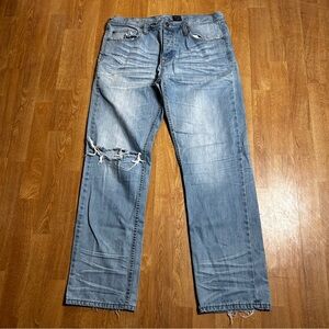 Tokyo Five Men's Casual Light Blue Jeans with Distressed Details